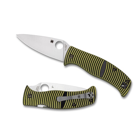 Spyderco 2024 Spyderco Caribbean G-10 Yellow/Black Lc200N /Leaf Shape Plain SPY-C217GP